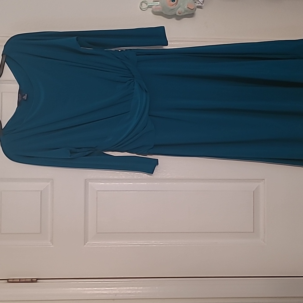 Chaps Teal Long Sleeve Dress